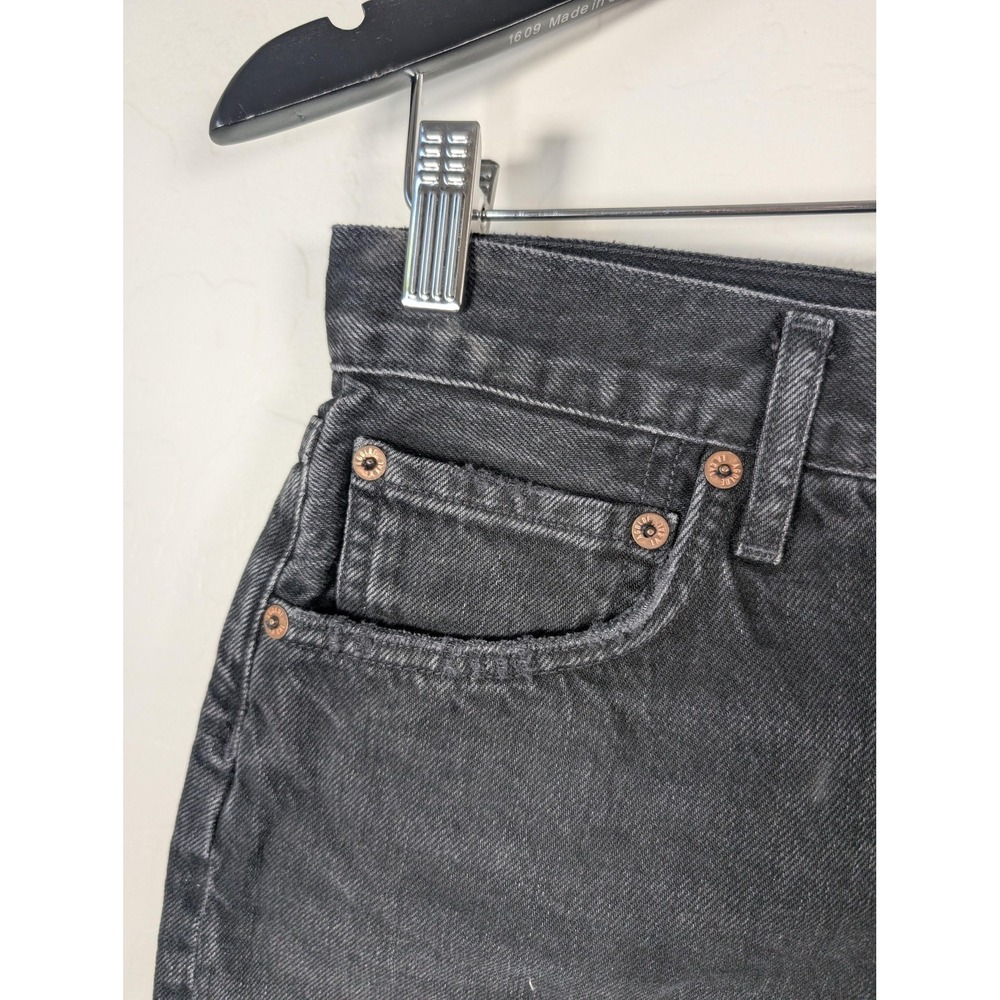 AGOLDE Shorts Womens 26 Black Parker Exposed Pockets Denim High Rise Cutoff - Picture 5 of 13
